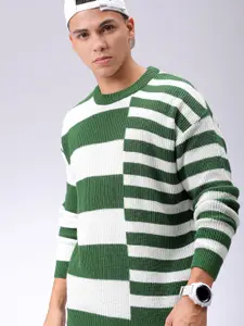 The Indian Garage Co Men Round Neck Long Sleeves Striped Pullover