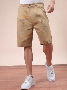 The Indian Garage Co Men Printed Relaxed Fit Mid-Rise Shorts
