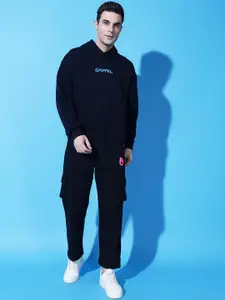 GRIFFEL Men Printed Mid-Rise Hooded Tracksuits