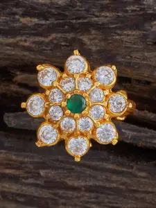 Kushal's Fashion Jewellery Embellished Bridal 92.5 Silver Gold-Plated Finger Ring