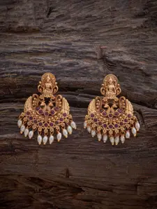 Kushal's Fashion Jewellery Gold Plated Beaded Crescent Shaped Antique Drop Earrings