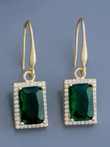 Kushal's Fashion Jewellery Gold-Plated Geometric Cubic Zirconia Drop Earrings