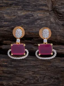Kushal's Fashion Jewellery Rhodium-Plated Square Cubic Zirconia Drop Earrings