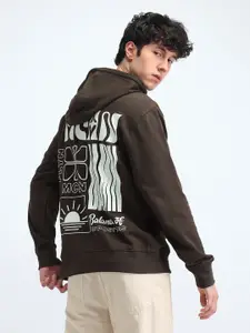 Flying Machine Men Printed Hooded Cotton Sweatshirt