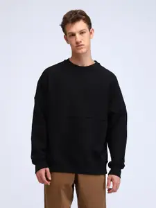 Flying Machine Men Cotton Solid Round Neck Long Sleeves Pullover Sweatshirt