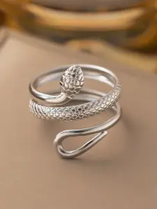 MYKI Stainless Steel Silver-Plated Finger Ring