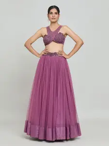 Samyukta Singhania Samyukta Singhani Embellished Cross Halter Crop Ready to Wear Lehenga & Blouse
