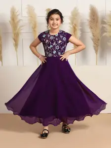 FASHION DREAM Girls Floral Embroidered Georgette Fit & Flare Maxi Dress