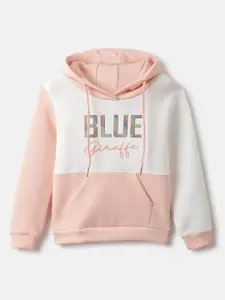 Blue Giraffe Girls Colourblocked Hooded Sweatshirt