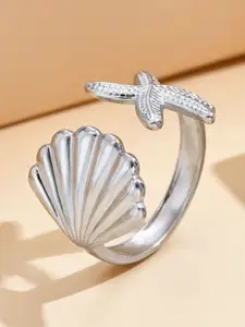 MYKI  Silver-Plated Prepossessing Stainless Steel Adjustable Finger Ring