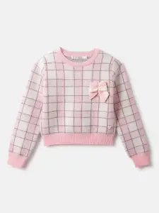 ELLE Girls Checked Bow Detailed Pullover