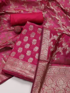 Meena Bazaar Floral Woven Design Zari Unstitched Dress Material