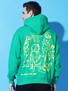 GRIFFEL Men Graphic Printed Hooded Sweatshirt