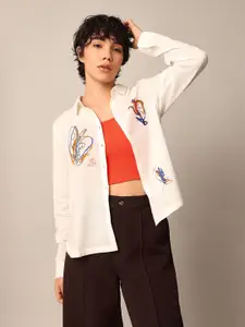 ONLY Women Spread Collar Abstract Printed Cotton Casual Shirt