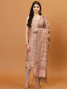 Meena Bazaar Floral Woven Design Zari Unstitched Dress Material