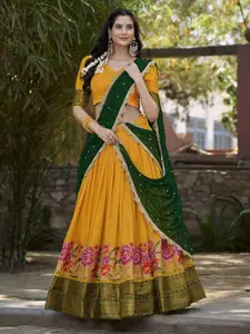 LOOKNBOOK ART Woven Design Silk Ready to Wear Lehenga & Unstitched Blouse With Dupatta