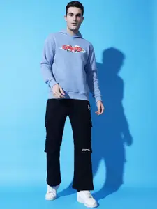 GRIFFEL Men Typography Printed Mid-Rise Hooded Tracksuits