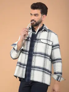 Crimsoune Club Men Classic Spread Collar Checked Cotton Slim Fit Casual Shirt