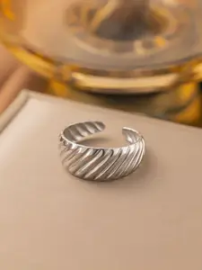 MYKI Silver-Plated Stainless Steel Adjustable Finger Ring