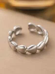 MYKI Stainless Steel Silver-Plated Finger Ring