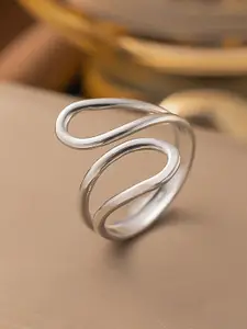 MYKI Pulchritudinous Silver-Plated Stainless Steel Adjustable Finger Ring