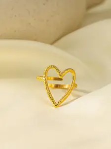 MYKI Gold-Plated Stainless Steel Heart Shaped Adjustable Finger Ring