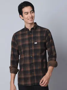 Majestic Man Men Comfort Spread Collar Tartan Checked Cotton Slim Fit Casual Shirt