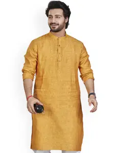 Authentics Band Collar Woven Design Straight Kurta