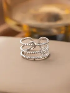 MYKI Silver-Plated Stainless Steel Finger Ring