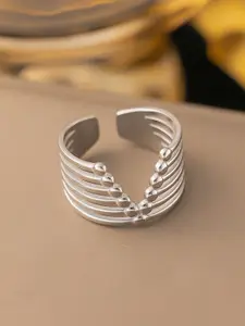 MYKI Stainless Steel Silver-Plated Finger Ring