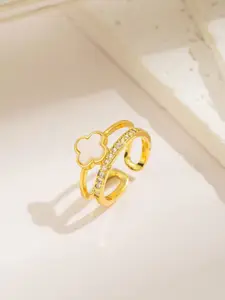 MYKI Gold-Plated Stone-Studded Stainless Steel Brave Finger Ring