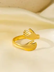 MYKI Esthetical Stainless Steel Gold-Plated Finger Ring