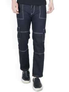 LINARIA Men Classic Mid-Rise Relaxed Fit Cargo Styles Jeans