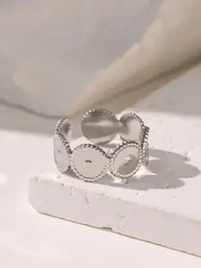 MYKI Silver-Plated Stainless Steel Adjustable Finger Ring