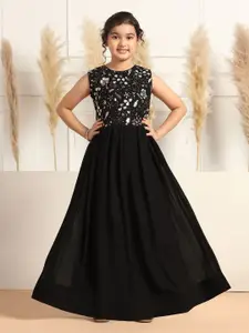 FASHION DREAM Girls Floral Embroidered Gown Dress