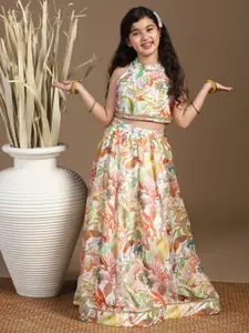 FASHION DREAM Girls Printed Ready to Wear Lehenga & Choli