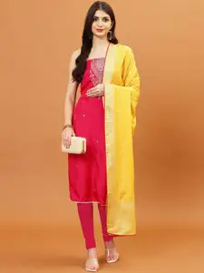 Meena Bazaar Sequin Embroidered Art Silk Unstitched Dress Material