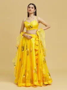 Samyukta Singhania Floral Printed Organza Ready to Wear Lehenga & Blouse With Dupatta