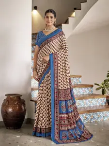 Anouk Ethnic Motifs Zari Pure Cotton Heavy Work Bagru Saree