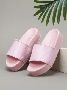 JM Looks Women Quilted Open Toe Flats