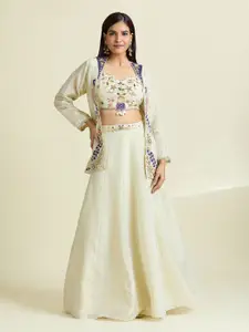 Samyukta Singhania Samyukta Singhani Peacock Embroidered Sequinned Ready to Wear Lehenga & Blouse With Jacket