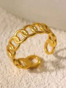 MYKI Gold-Plated Stainless Steel Radiant Adjustable Finger Ring