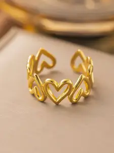 MYKI Gold-Plated Stainless Steel Glossy Adjustable Finger Ring