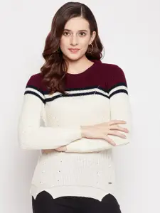 Duke Women Colourblocked Woollen Pullover