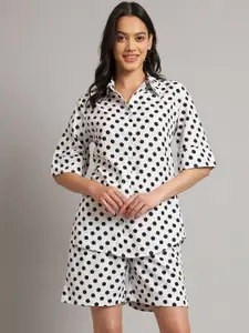 BRINNS Polka Dots Printed Shirt Collar Short Sleeves Shirt With Shorts
