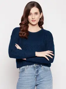 Duke Women Cable Knit Woollen Crop Pullover