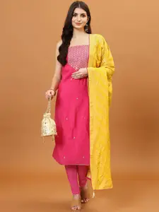 Meena Bazaar Sequin Embroidered Art Silk Unstitched Dress Material