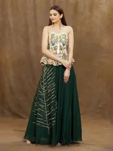 Samyukta Singhania Samyukta Singhani Floral Embroidered Sequinned Ready to Wear Lehenga & Blouse