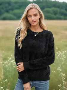 Kotty Women Cotton Solid Round Neck Long Sleeves Pullover