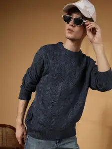 Campus Sutra Men Cable Knit Long Sleeves Pullover